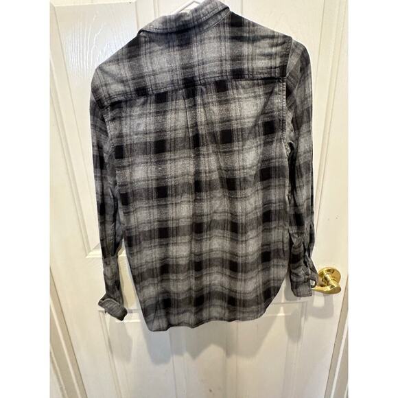 Wilfred Free Women's Black & Gray Plaid Button Down Flannel Shirt Size Small - Picture 2 of 5